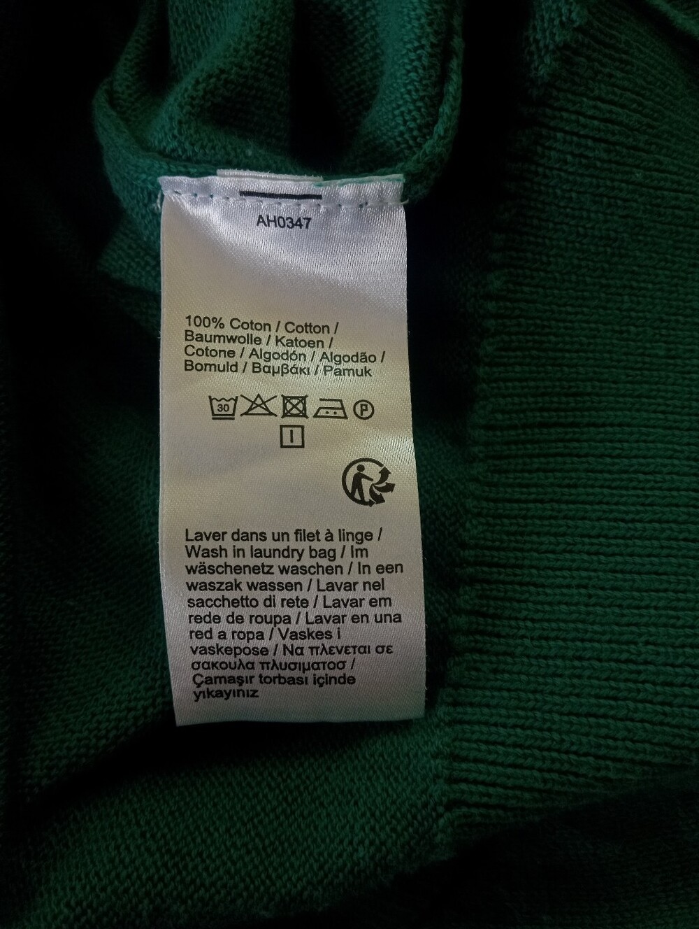LACOSTE Kelly Green Cotton V-Neck Sweater | 7 XXL - Picture 7 of 8